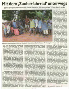 Zeitungsausschnitt: Erlanger Nachrichten, 6.7.2008: Mit dem Zauberfahrrad unterwegs
